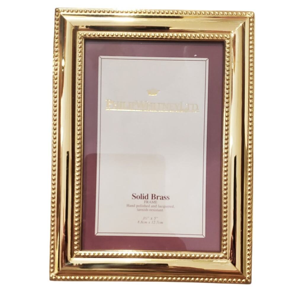 Philip Whitney LTD Solid Brass 3x5" Photo Frame Polished Lacquered